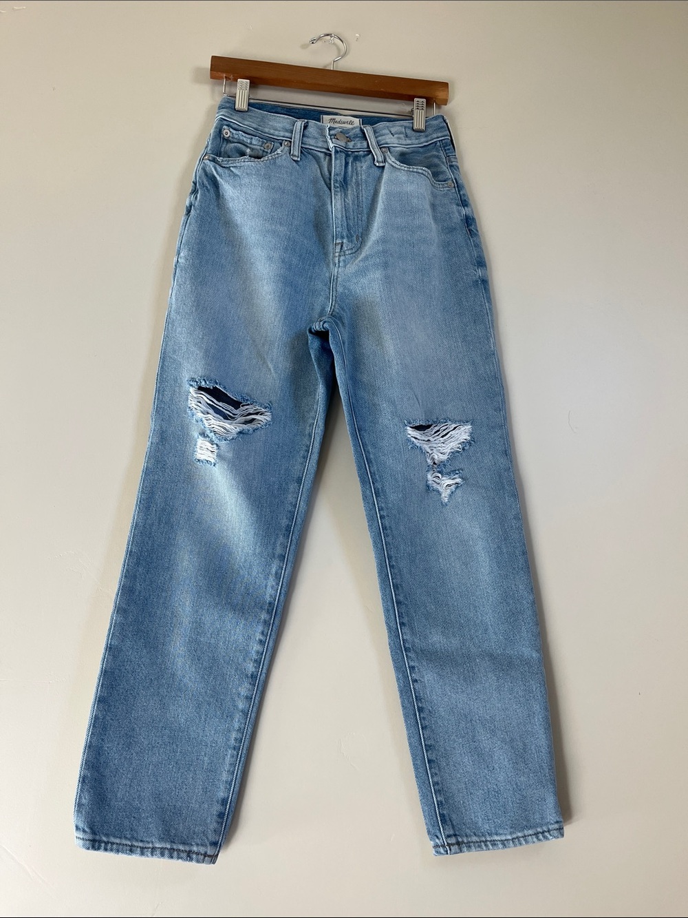 Madewell Light Blue Distressed Mom Jeans